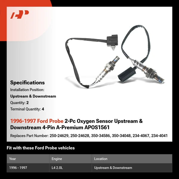 1996-1997 Ford Probe 2-Pc Oxygen Sensor Upstream & Downstream 4-Pin A-Premium APOS1561