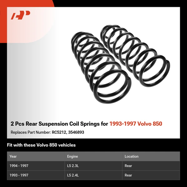 2 Pcs Rear Suspension Coil Springs for 1993-1997 Volvo 850