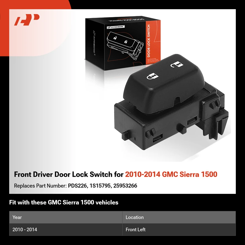 Front Driver Door Lock Switch for 2010-2014 GMC Sierra 1500