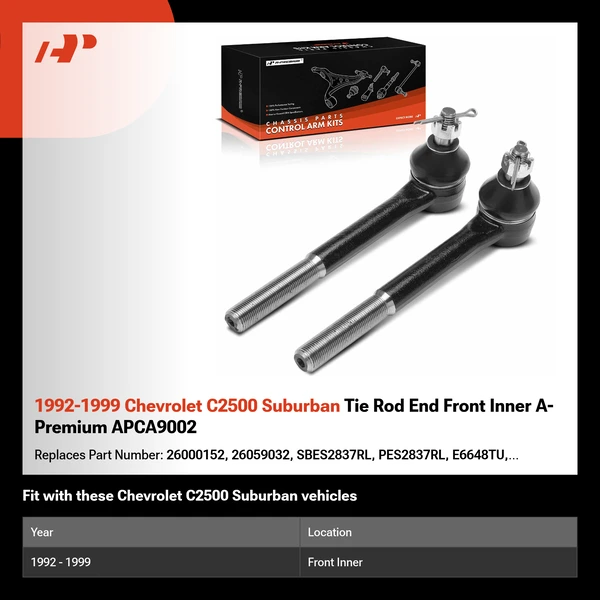 1992-1999 Chevrolet C2500 Suburban Tie Rod End Front Inner A-Premium APCA9002