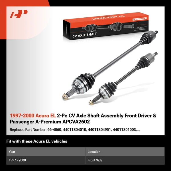 1997-2000 Acura EL 2-Pc CV Axle Shaft Assembly Front Driver & Passenger A-Premium APCVA2602