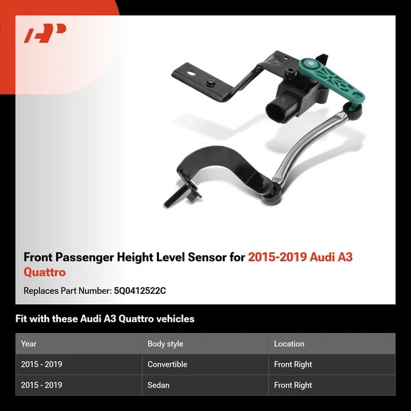 Front Passenger Height Level Sensor for 2015-2019 Audi A3 Quattro