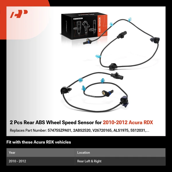 2 Pcs Rear ABS Wheel Speed Sensor for 2010-2012 Acura RDX