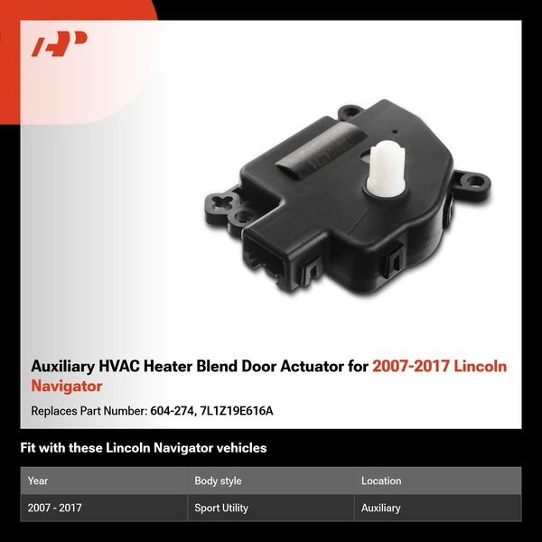 Auxiliary HVAC Heater Blend Door Actuator for 2007-2017 Lincoln Navigator