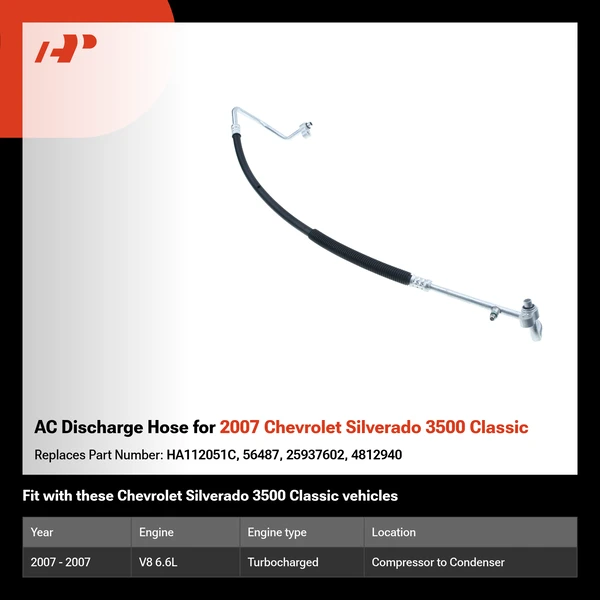 AC Discharge Hose for 2007 Chevrolet Silverado 3500 Classic