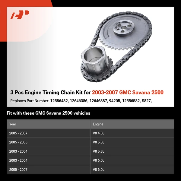 3 Pcs Engine Timing Chain Kit for 2003-2007 GMC Savana 2500