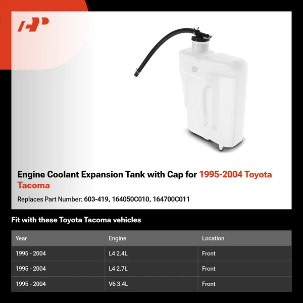 Engine Coolant Expansion Tank with Cap for 1995-2004 Toyota Tacoma