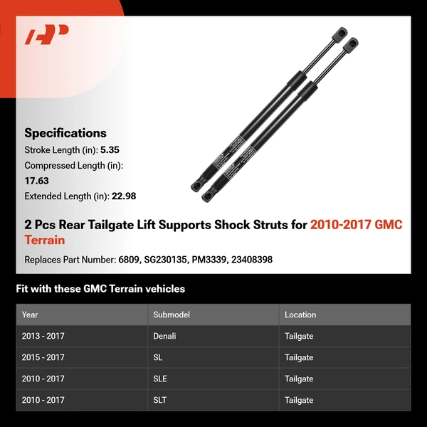2 Pcs Rear Tailgate Lift Supports Shock Struts for 2010-2017 GMC Terrain