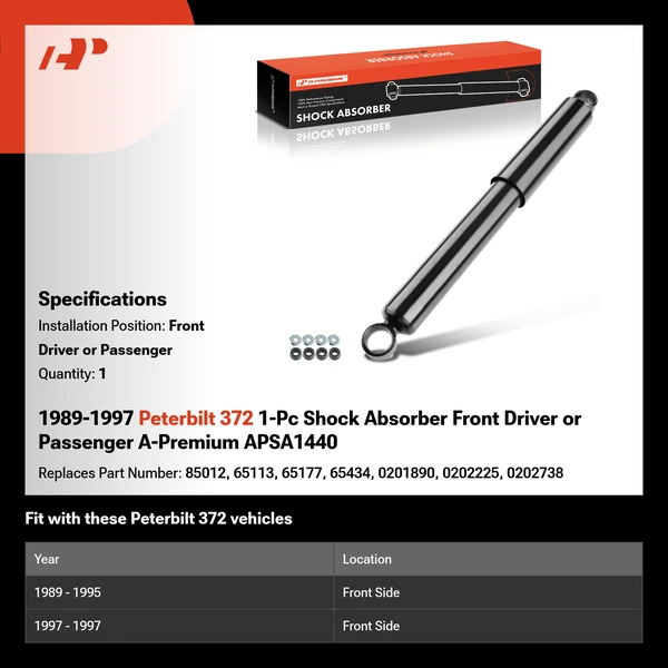 1989-1997 Peterbilt 372 1-Pc Shock Absorber Front Driver or Passenger A-Premium APSA1440
