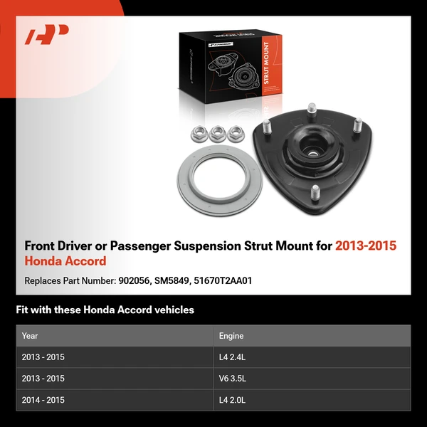 Front Driver or Passenger Suspension Strut Mount for 2013-2015 Honda Accord