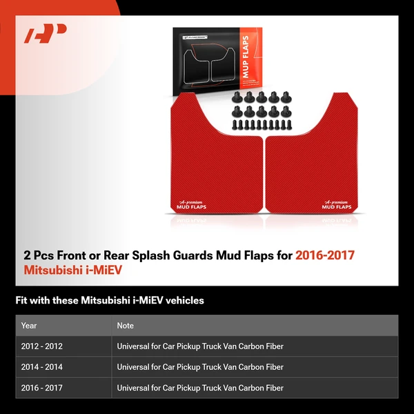 2 Pcs Front or Rear Splash Guards Mud Flaps for 2016-2017 Mitsubishi i-MiEV