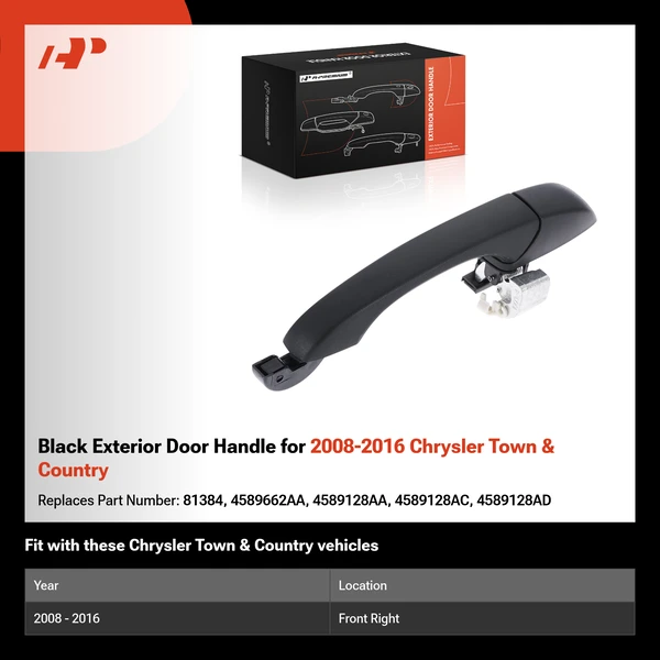 Black Exterior Door Handle for 2008-2016 Chrysler Town & Country