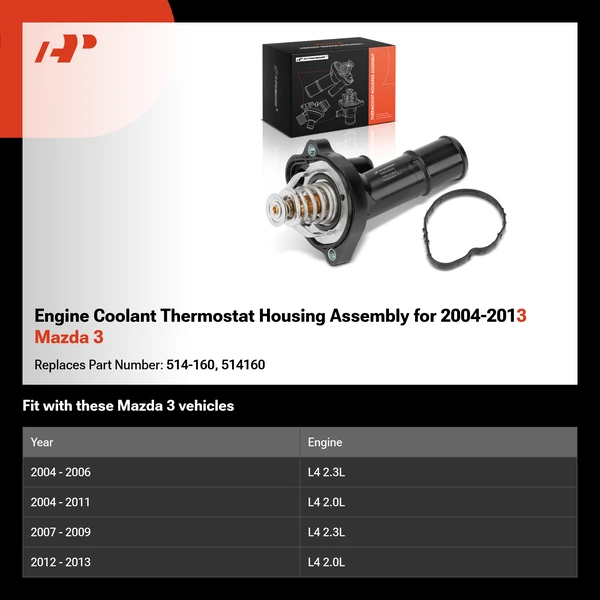 Engine Coolant Thermostat Housing Assembly for 2004-2013 Mazda 3