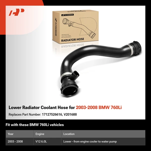 Lower Radiator Coolant Hose for 2003-2008 BMW 760Li