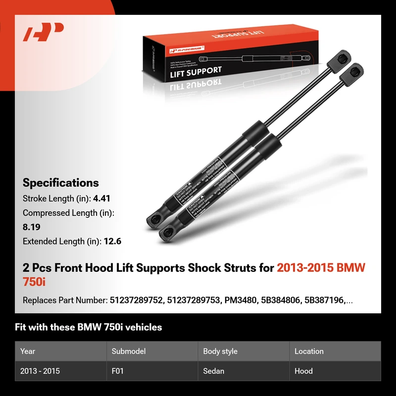 2 Pcs Front Hood Lift Supports Shock Struts for 2013-2015 BMW 750i