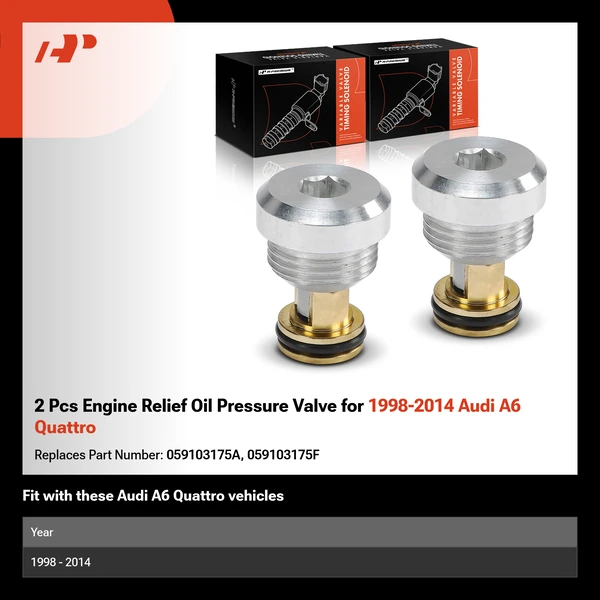 2 Pcs Engine Relief Oil Pressure Valve for 1998-2014 Audi A6 Quattro