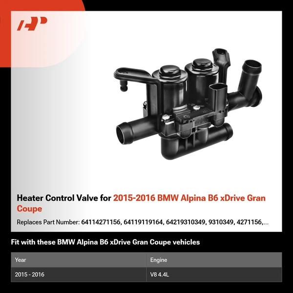 Heater Control Valve for 2015-2016 BMW Alpina B6 xDrive Gran Coupe
