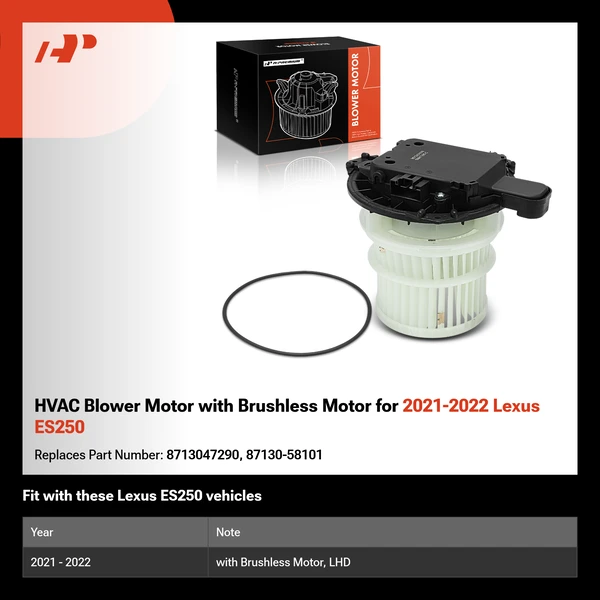 HVAC Blower Motor with Brushless Motor for 2021-2022 Lexus ES250