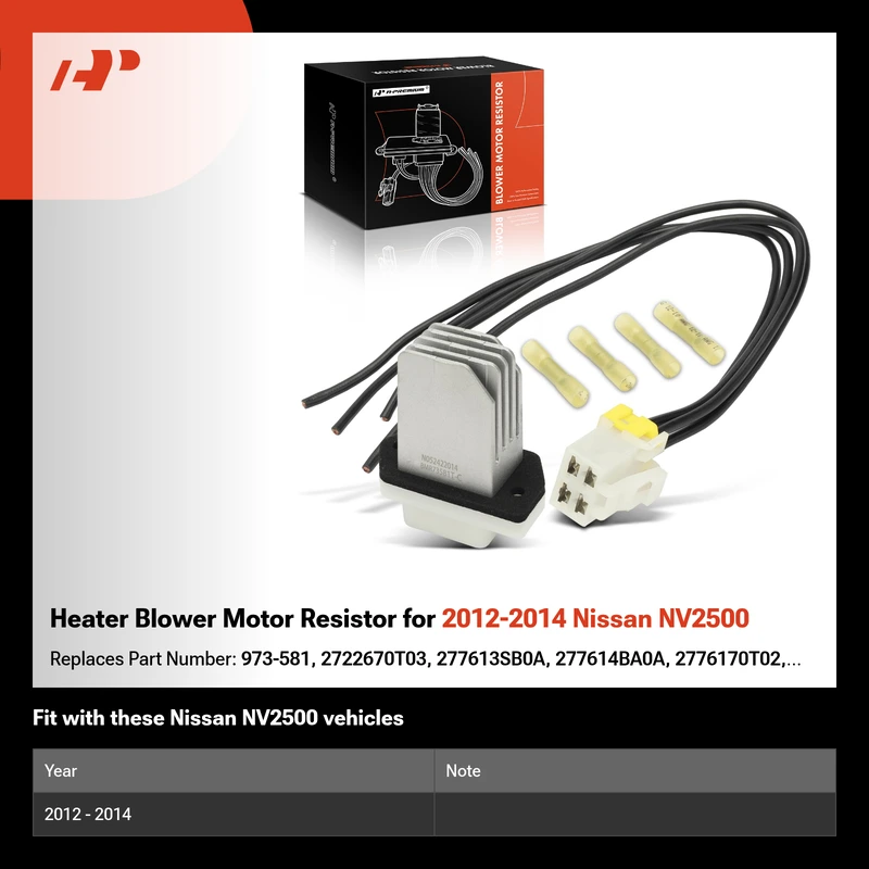 Heater Blower Motor Resistor for 2012-2014 Nissan NV2500