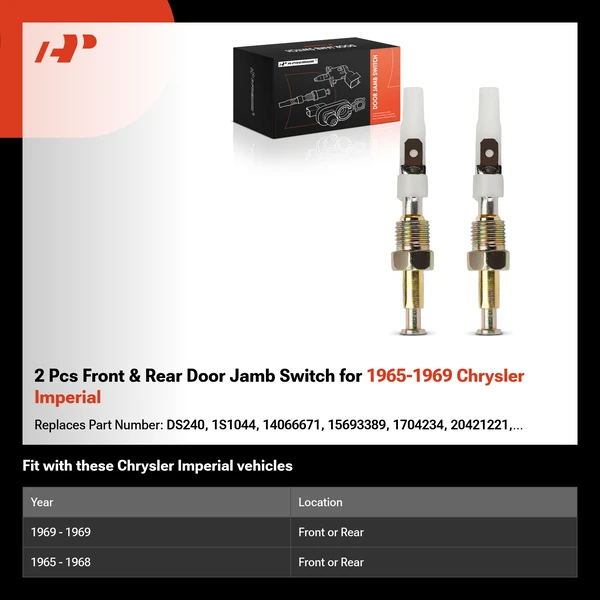 2 Pcs Front & Rear Door Jamb Switch for 1965-1969 Chrysler Imperial