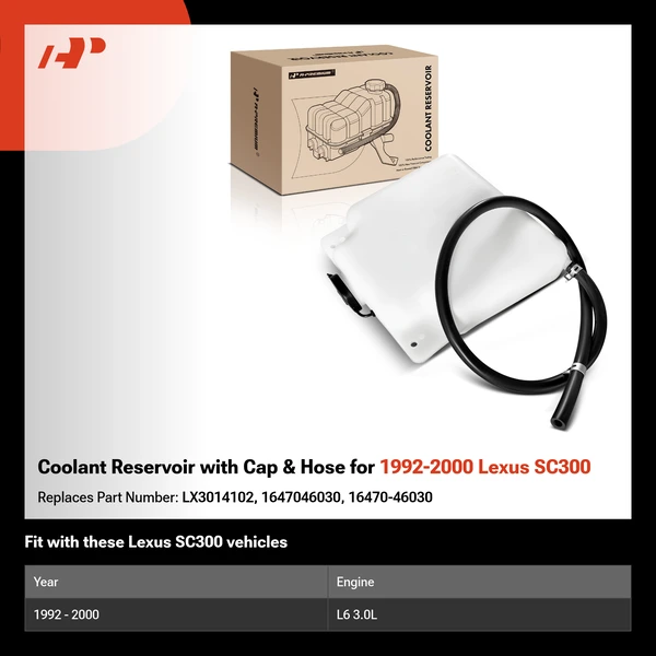 Coolant Reservoir with Cap & Hose for 1992-2000 Lexus SC300