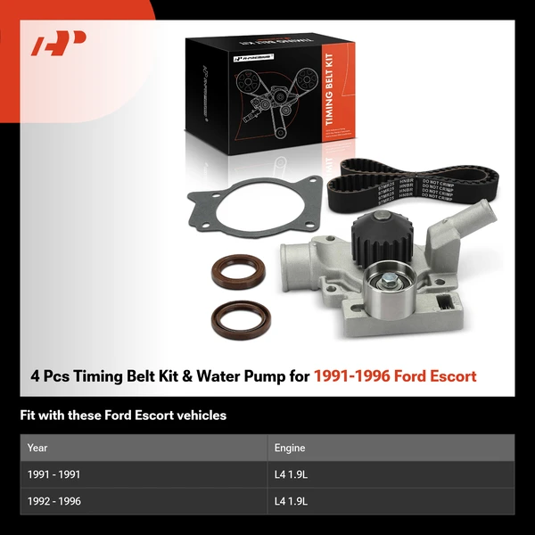 4 Pcs Timing Belt Kit & Water Pump for 1991-1996 Ford Escort