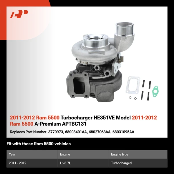 2011-2012 Ram 5500 Turbocharger HE351VE Model 2011-2012 Ram 5500 A-Premium APTBC131