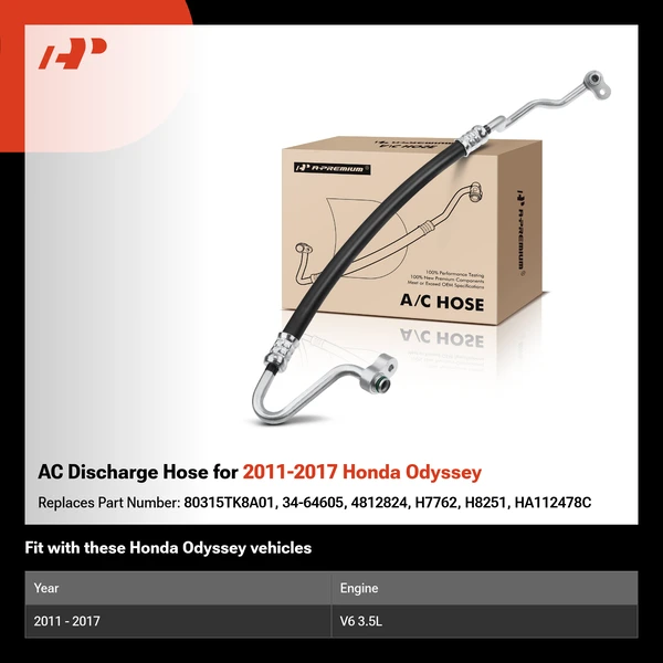 AC Discharge Hose for 2011-2017 Honda Odyssey