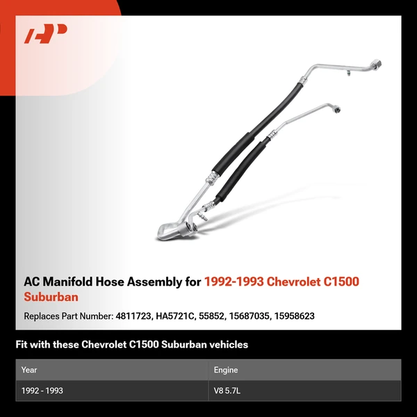 AC Manifold Hose Assembly for 1992-1993 Chevrolet C1500 Suburban