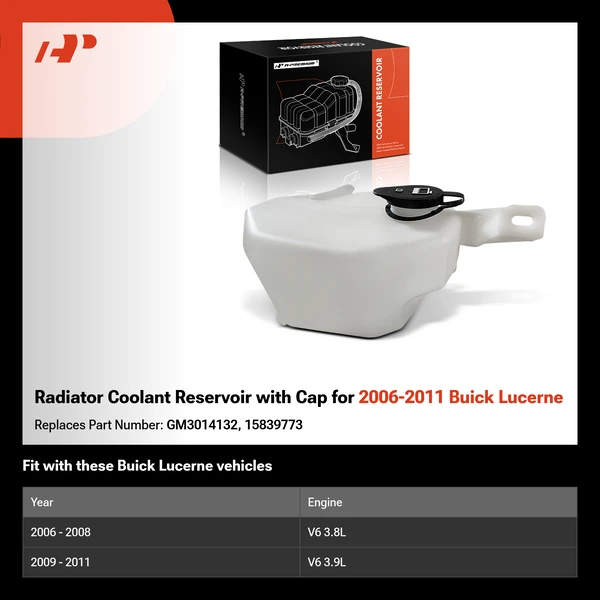 Radiator Coolant Reservoir with Cap for 2006-2011 Buick Lucerne