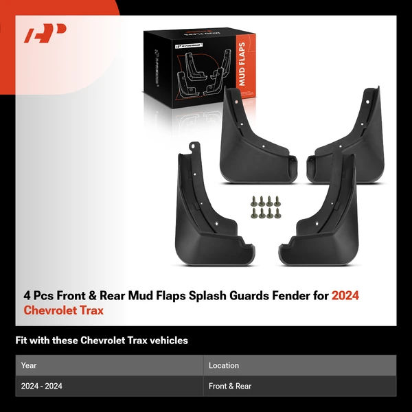 4 Pcs Front & Rear Mud Flaps Splash Guards Fender for 2024 Chevrolet Trax