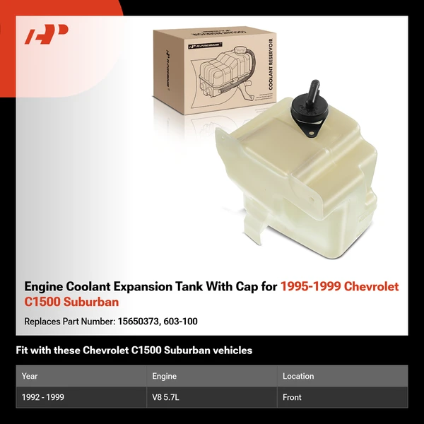Engine Coolant Expansion Tank With Cap for 1995-1999 Chevrolet C1500 Suburban