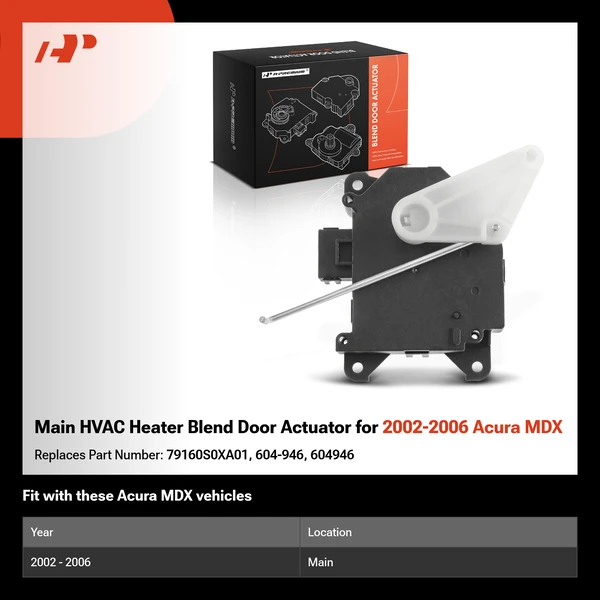 Main HVAC Heater Blend Door Actuator for 2002-2006 Acura MDX