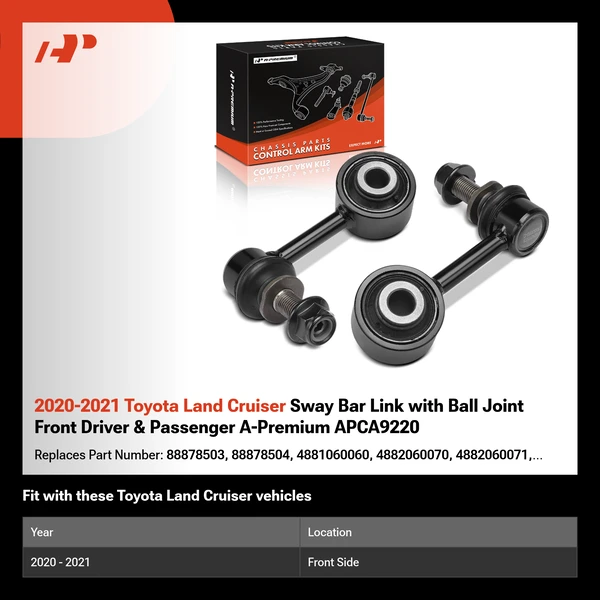 2020-2021 Toyota Land Cruiser Sway Bar Link with Ball Joint Front Driver & Passenger A-Premium APCA9220