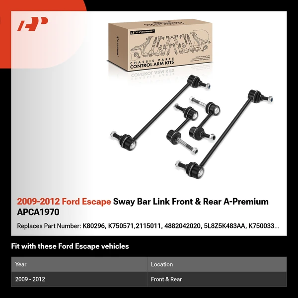 2009-2012 Ford Escape Sway Bar Link Front & Rear A-Premium APCA1970