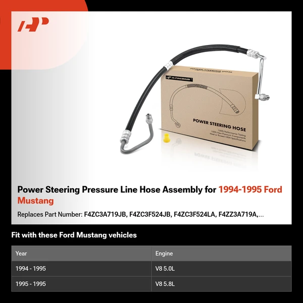 Power Steering Pressure Line Hose Assembly for 1994-1995 Ford Mustang