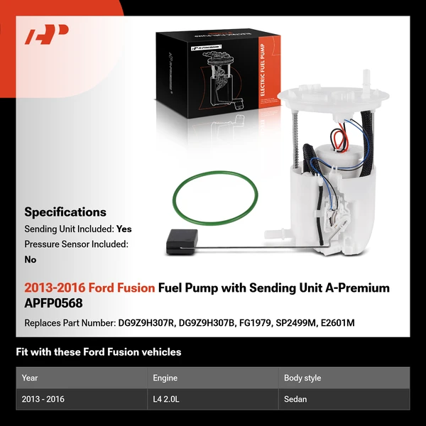 2013-2016 Ford Fusion Fuel Pump with Sending Unit A-Premium APFP0568