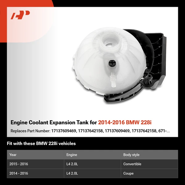 Engine Coolant Expansion Tank for 2014-2016 BMW 228i