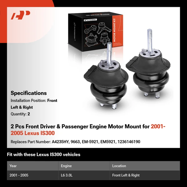 2 Pcs Front Driver & Passenger Engine Motor Mount for 2001-2005 Lexus IS300