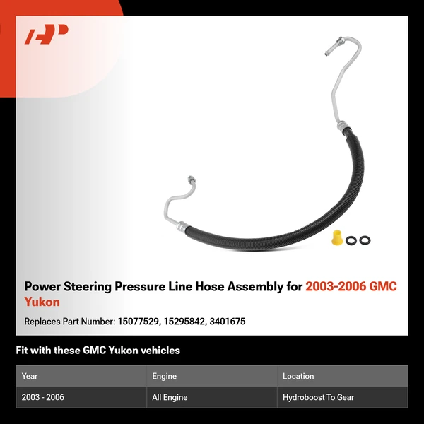 Power Steering Pressure Line Hose Assembly for 2003-2006 GMC Yukon