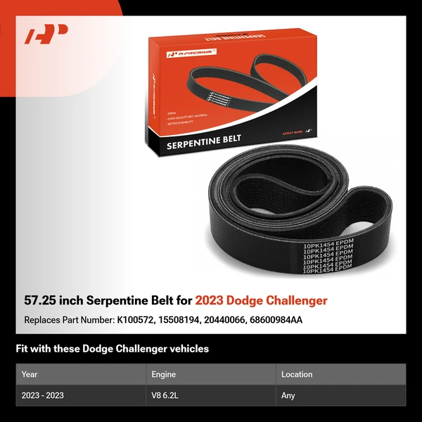 57.25 inch Serpentine Belt for 2023 Dodge Challenger