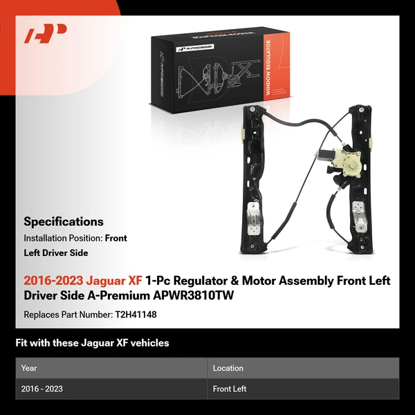 2016-2023 Jaguar XF 1-Pc Regulator & Motor Assembly Front Left Driver Side A-Premium APWR3810TW