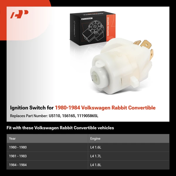 Ignition Switch for 1980-1984 Volkswagen Rabbit Convertible