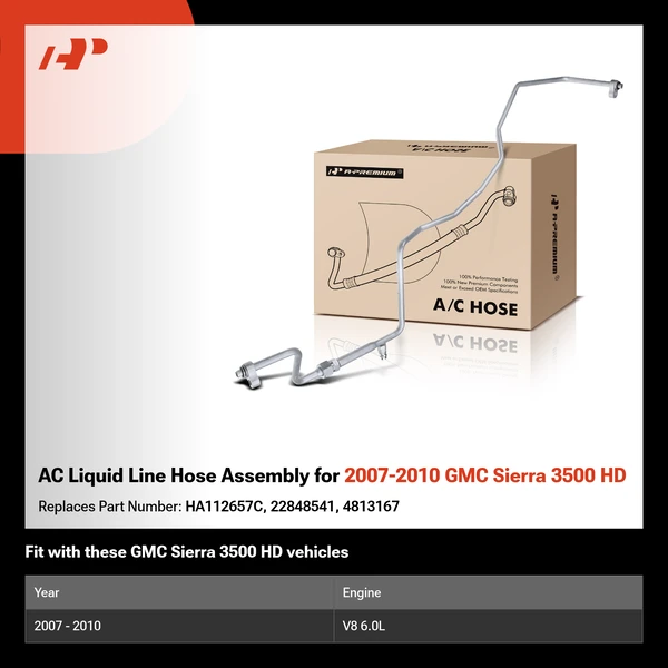 AC Liquid Line Hose Assembly for 2007-2010 GMC Sierra 3500 HD