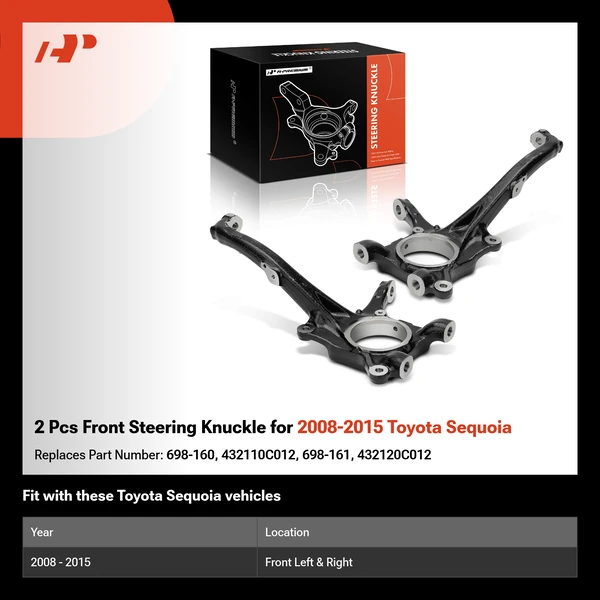 2 Pcs Front Steering Knuckle for 2008-2015 Toyota Sequoia