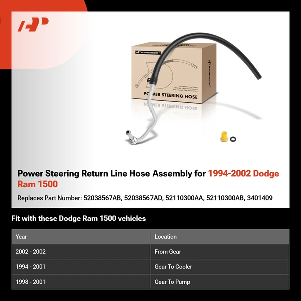 Power Steering Return Line Hose Assembly for 1994-2002 Dodge Ram 1500
