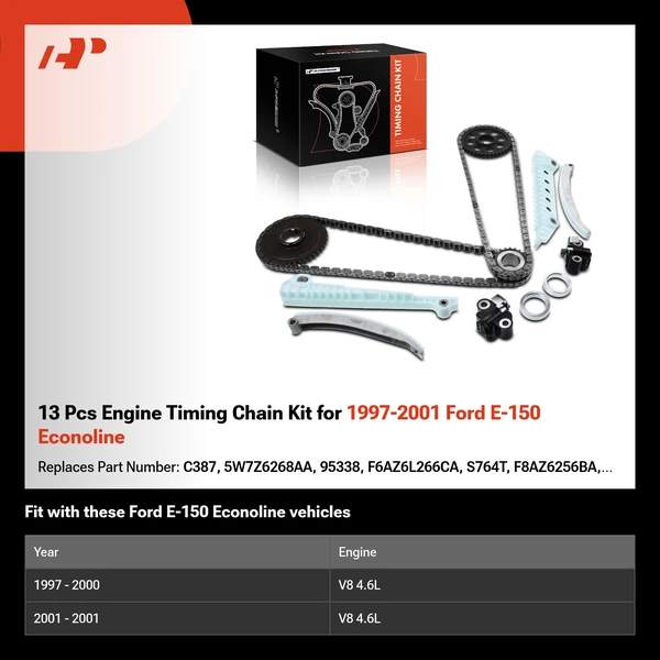 13 Pcs Engine Timing Chain Kit for 1997-2001 Ford E-150 Econoline