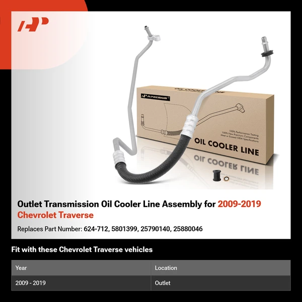 Outlet Transmission Oil Cooler Line Assembly for 2009-2019 Chevrolet Traverse
