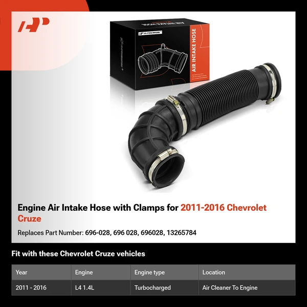 Engine Air Intake Hose with Clamps for 2011-2016 Chevrolet Cruze