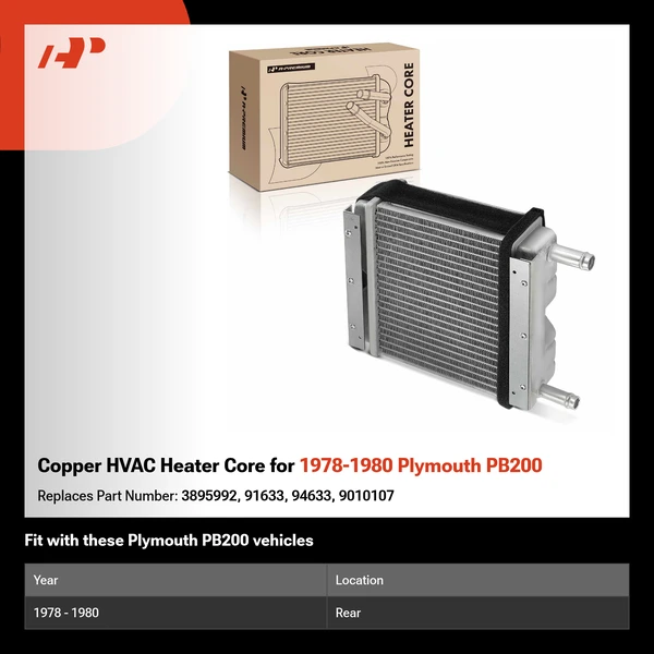 Copper HVAC Heater Core for 1978-1980 Plymouth PB200
